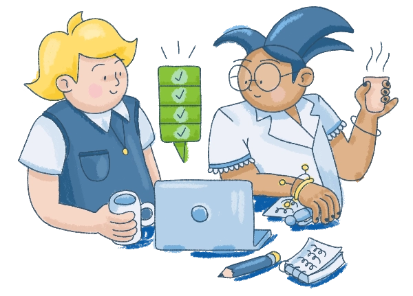 Deux collègues apaisés et enthousiastes : ils profitent des bénéfices d'Opentime